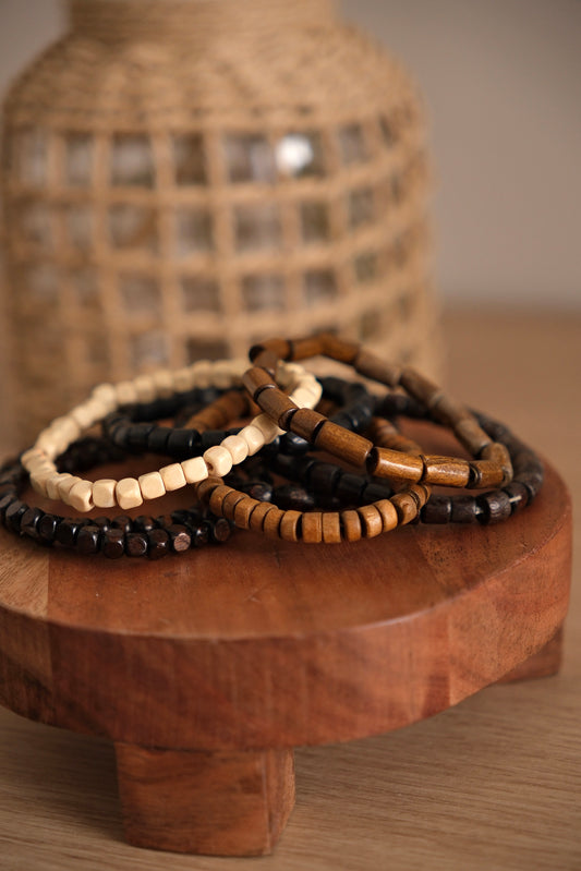 Bracelet billes de bois