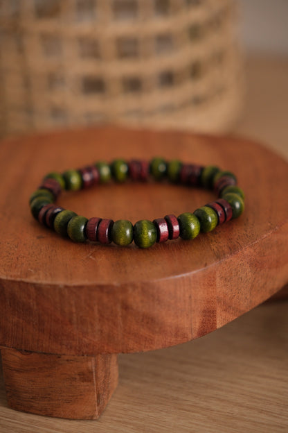 Bracelet billes de bois